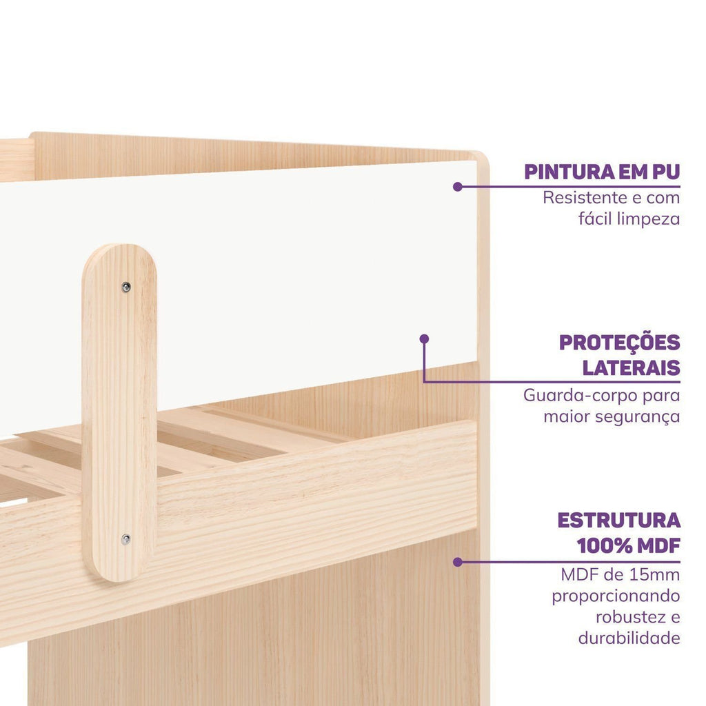 Cama Elevada Infantil com Escada e Gavetas Artsy MadeiraOriginals Casatema