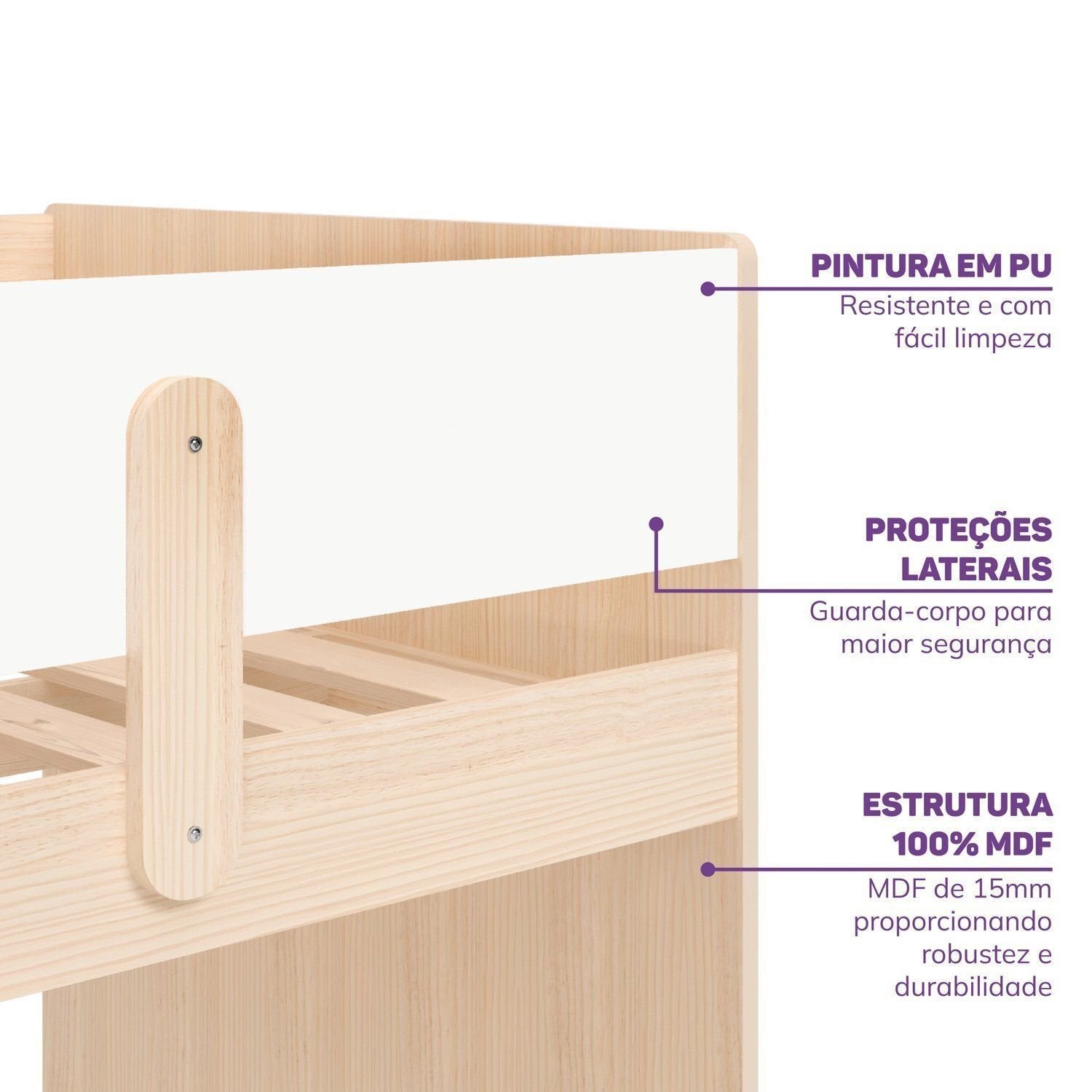 Cama Elevada Infantil com Escada e Gavetas Artsy MadeiraOriginals Casatema