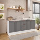 Cozinha Pérola Compacta com Rodapé 2 Peças Balcão 2 Gavetas 3 Portas Yescasa Branco