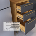 Balcão de Cozinha 2 Portas Basculantes 3 Gavetas com Tampo 120cm Vicenza Espresso Móveis Cinza/Amêndoa/Chumbo