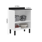Balcão Cozinha em Aço 2 Portas 70cm com Tampo Florença Itatiaia Branco