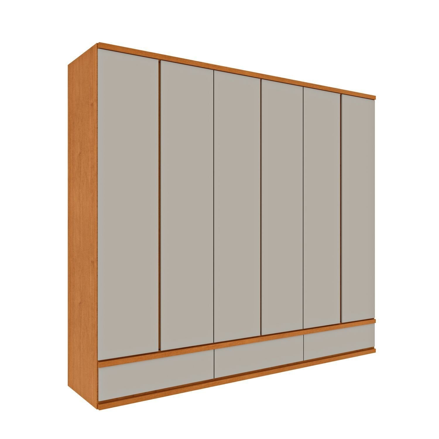 Guarda-Roupa Casal 6 Portas 9 Gavetas 270cm Tóquio Yescasa 100% MDF Bege/Cinamomo/Off White