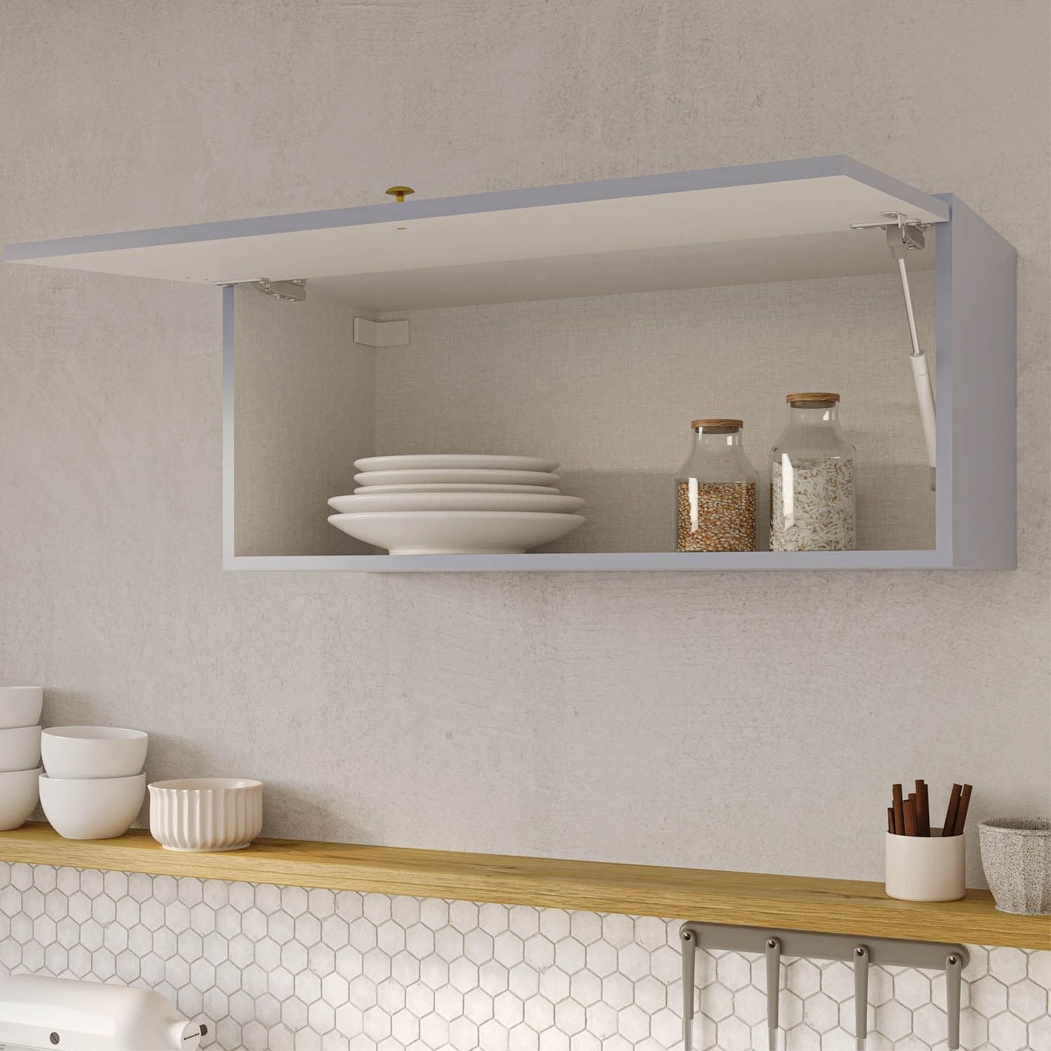 Armário Aéreo 1 Porta Basculante 80cm Marselha CabeCasa MadeiraOriginals Azul/Sereno