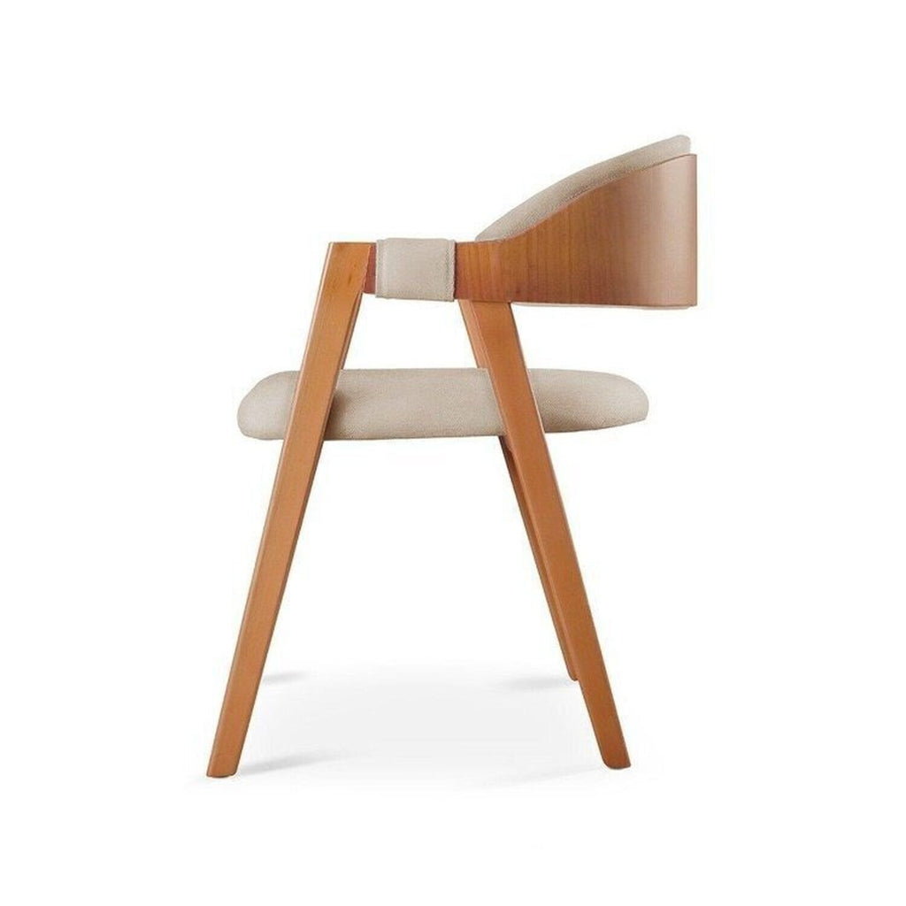 Conjunto Mesa de Jantar Orgânica 200cm com Cadeiras Estofadas Gaia Yescasa Bege/Freijó