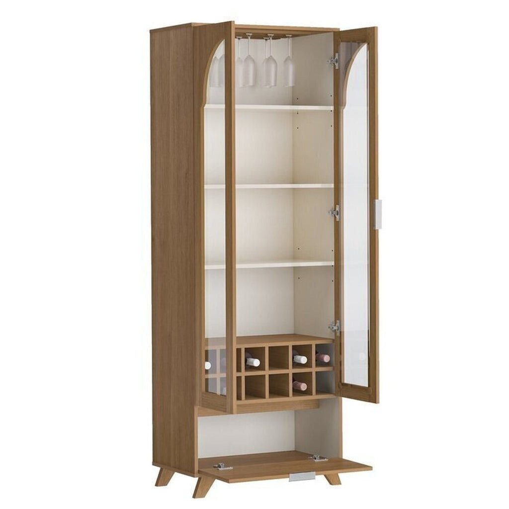 Conjunto Sala de Estar Rack e Cristaleira e Mesa de Centro Murano Marrom Espresso Móveis