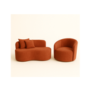 Conjunto Sala de Estar Gaia 1 Poltrona Sofá Curvo Orgânico Suede Azul Marinho MD Montanaris Decor