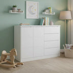 Quarto Infantil Completo Guarda-Roupa 3 Portas 4 Gavetas e Cômoda 4 Portas Eloá Branco Phoenix Baby