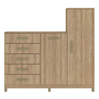 Cômoda 2 Portas 5 Gavetas com Cabideiro Chicago Fellicci Bege/Mel