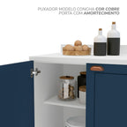 Balcão de Cozinha 2 Portas 3 Gavetas 120cm Pérola Yescasa Branco/Azul