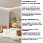 Quarto Infantil Completo Guarda-Roupa Modulado Wave Cama Casal Lift Casatema MadeiraOriginals Branco/Marrom
