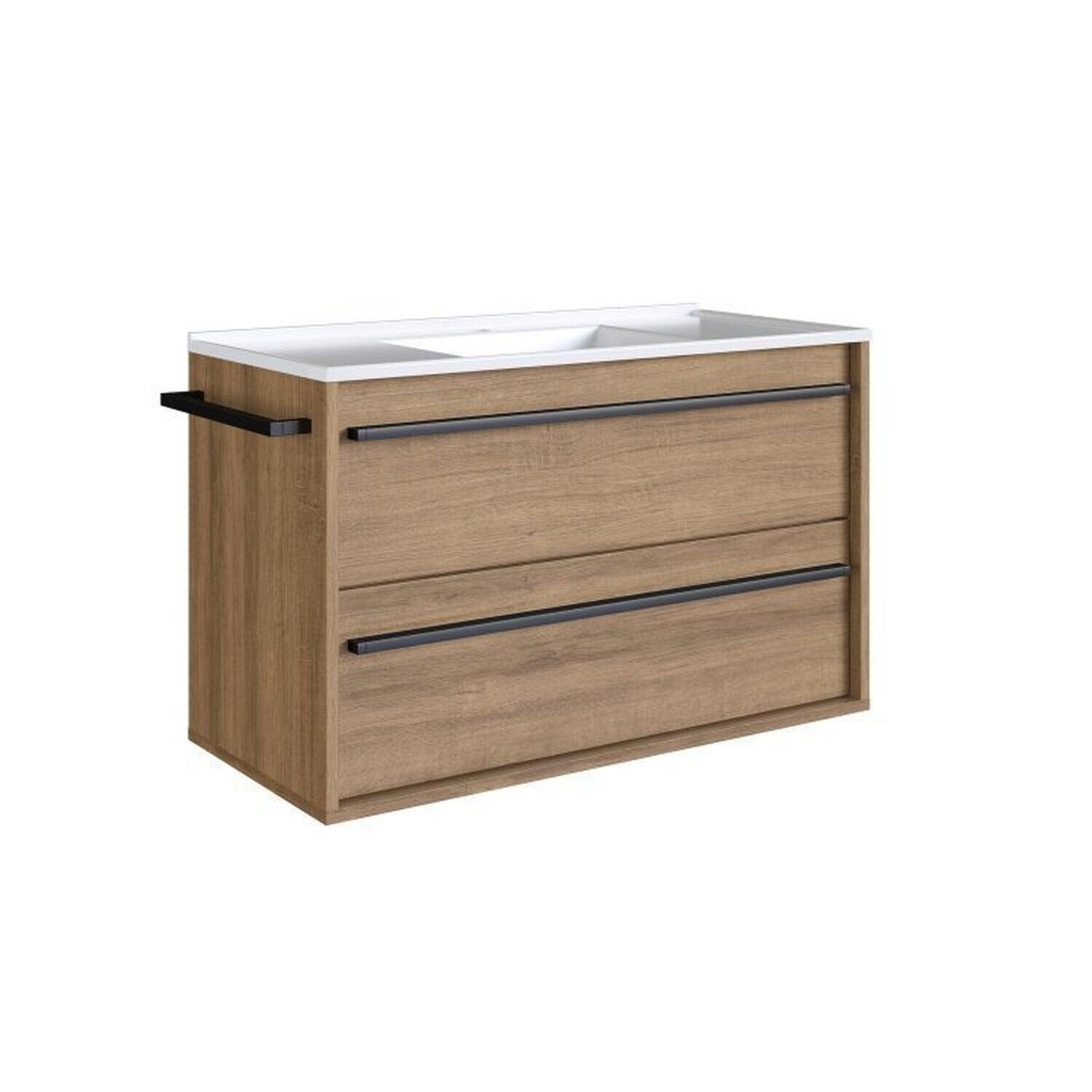 Conjunto para Banheiro Gabinete Suspenso 80cm com Cuba e Espelheira Prodecor CJ8030.20 Marrom/Mel