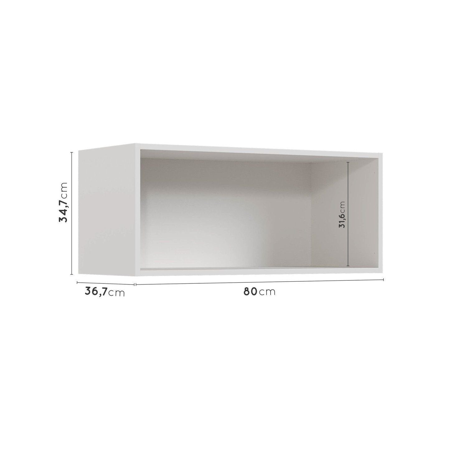 Armário Aéreo Porta Basculante 80cm Puxador 150cm Ipanema CabeCasa MadeiraOriginals Fendi Trama/Branco