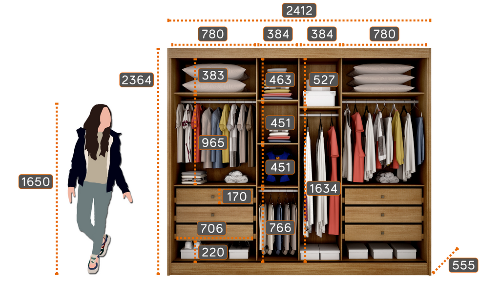 Guarda-Roupa Casal 3 Portas 6 Gavetas Soberano Novo Horizonte 100% MDF Marrom/Cumaru Fendi