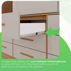 Guarda-Roupa Casal 3 Portas 9 Gavetas Luana Sallêto Móveis MDF/MDP Off White/Cinamomo