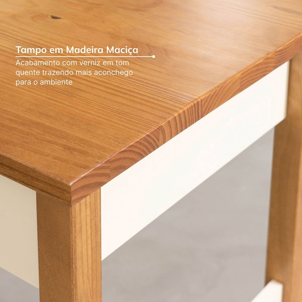 Escrivaninha Mesa Escritório Ananda 2 Gavetas 120cm MDF CabeCasa MadeiraOriginals Off-White e Mel Marrom
