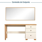 Penteadeira com Espelho 150cm Ananda CabeCasa MadeiraOriginals Branco/Off-White/Mel