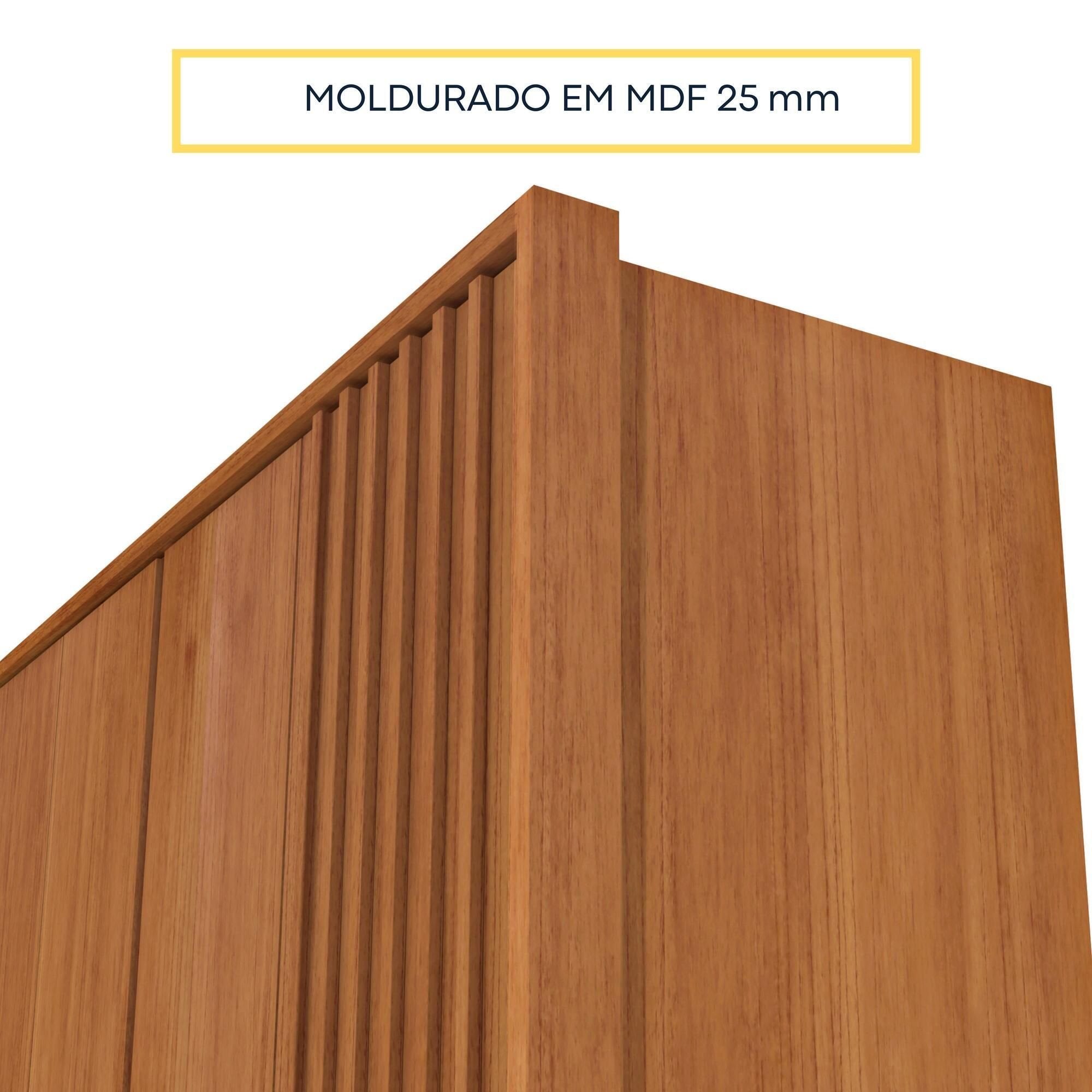 Guarda-Roupa Casal Ripado 6 Portas 6 Gavetas 275cm Yescasa Marrom/Cinamomo