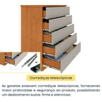 Cômoda 5 Gavetas 86cm Premium Tcil Móveis Bege/Cinamomo/Off White