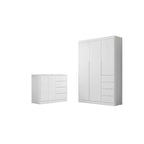 Quarto Infantil Completo Guarda-Roupa 3 Portas 4 Gavetas e Cômoda 4 Portas Eloá Branco Phoenix Baby
