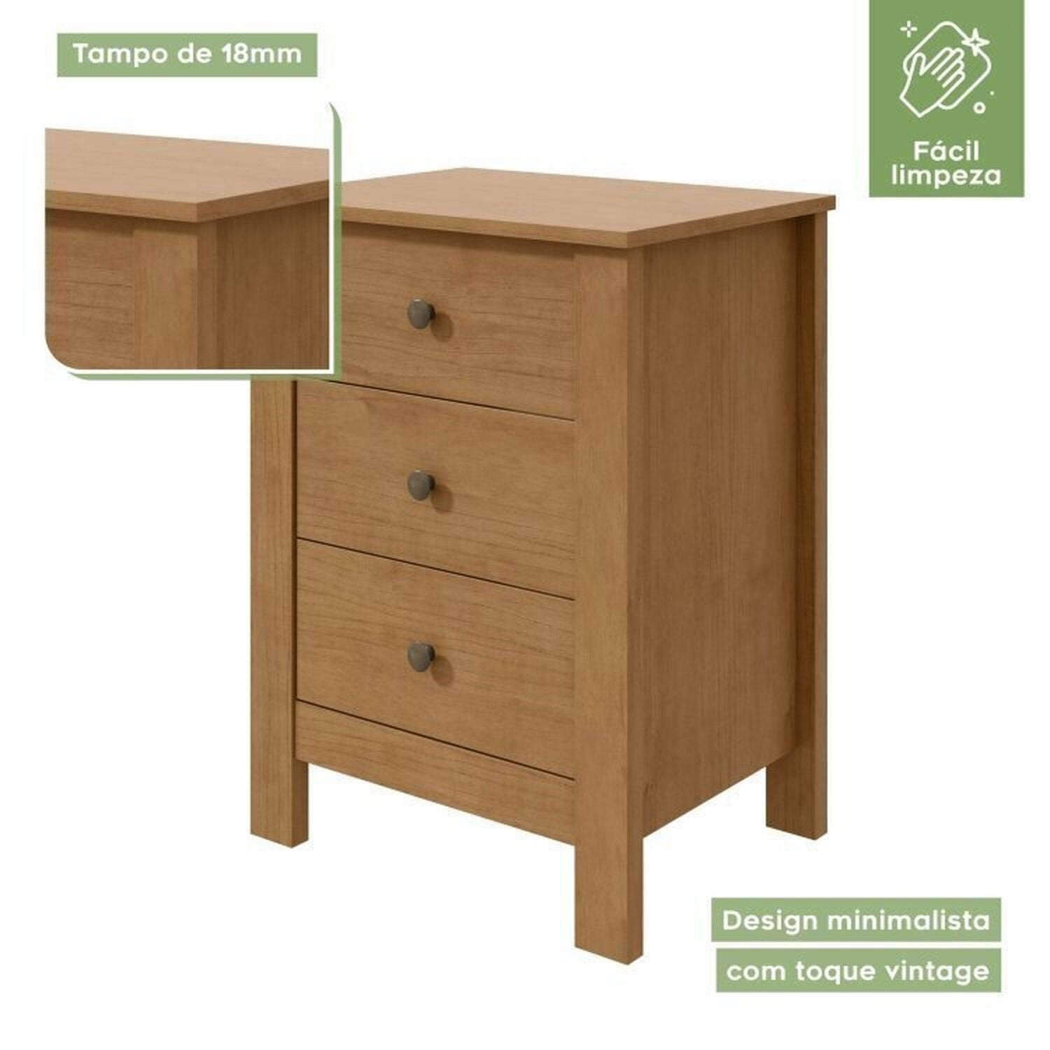 Kit Quarto Infantil 3 Peças com 2 Camas Solteiro e Mesa de Cabeceira Athenas Maggiore Amêndoa Clean