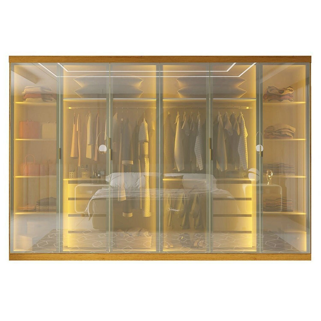 Guarda-Roupa Casal 6 Portas 8 Gavetas Reflecta Cumaru Yescasa 100% MDF Marrom/Marrom