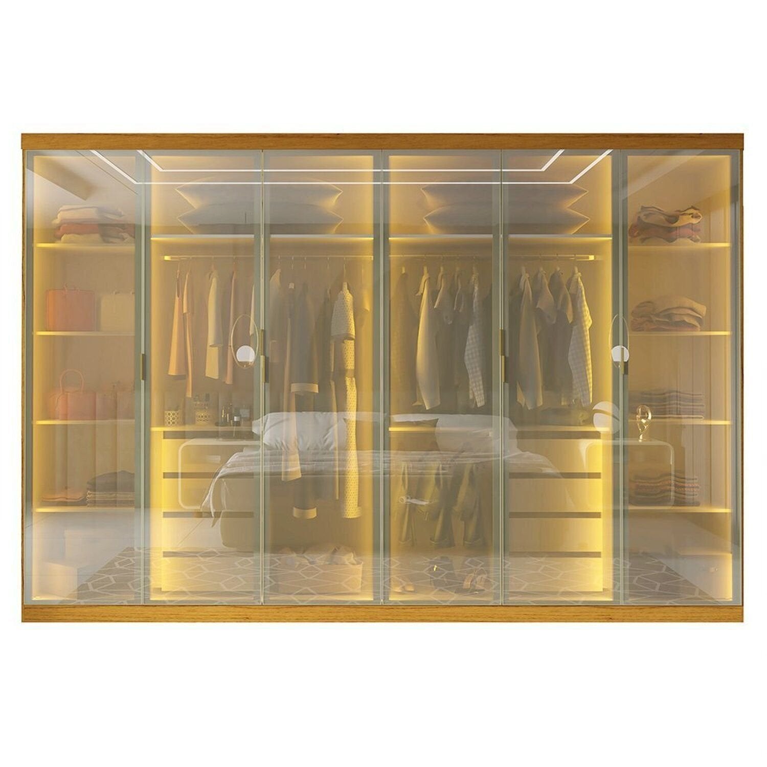 Guarda-Roupa Casal 6 Portas 8 Gavetas Reflecta Cumaru Yescasa 100% MDF Marrom/Marrom