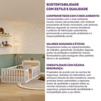 Conjunto com Cama Solteiro Giulia Rattan e Guarda Roupa Curió Casatema MadeiraOriginals Branco/Marrom