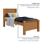 Cama Solteiro Detalhe Ripado Athenas Móveis Lopas Amêndoa Clean