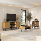 Kit 3 Peças com Rack para TV até 55 Polegadas, Mesa de Centro e Mesa de Apoio Tóquio Ozini
