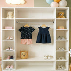 Armário Closet Modular 12 Prateleiras em Colméia e Arara Cabideiro Ana Branco