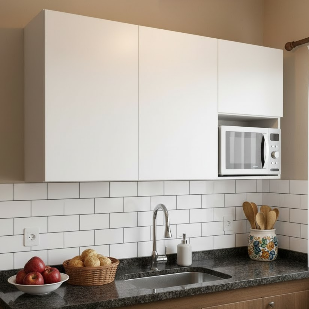 Armário Aéreo para Cozinha 2 Portas 120cm Branco MDF Rafaro