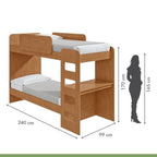 Conjunto Quarto Infantil com Beliche Escrivaninha Cômoda e Guarda-Roupa Móveis Lopas Marrom Amêndoa Clean