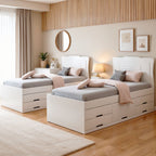 Conjunto 2 Cama Solteiro 5 Gavetas Júlia Conquista Móveis Branco