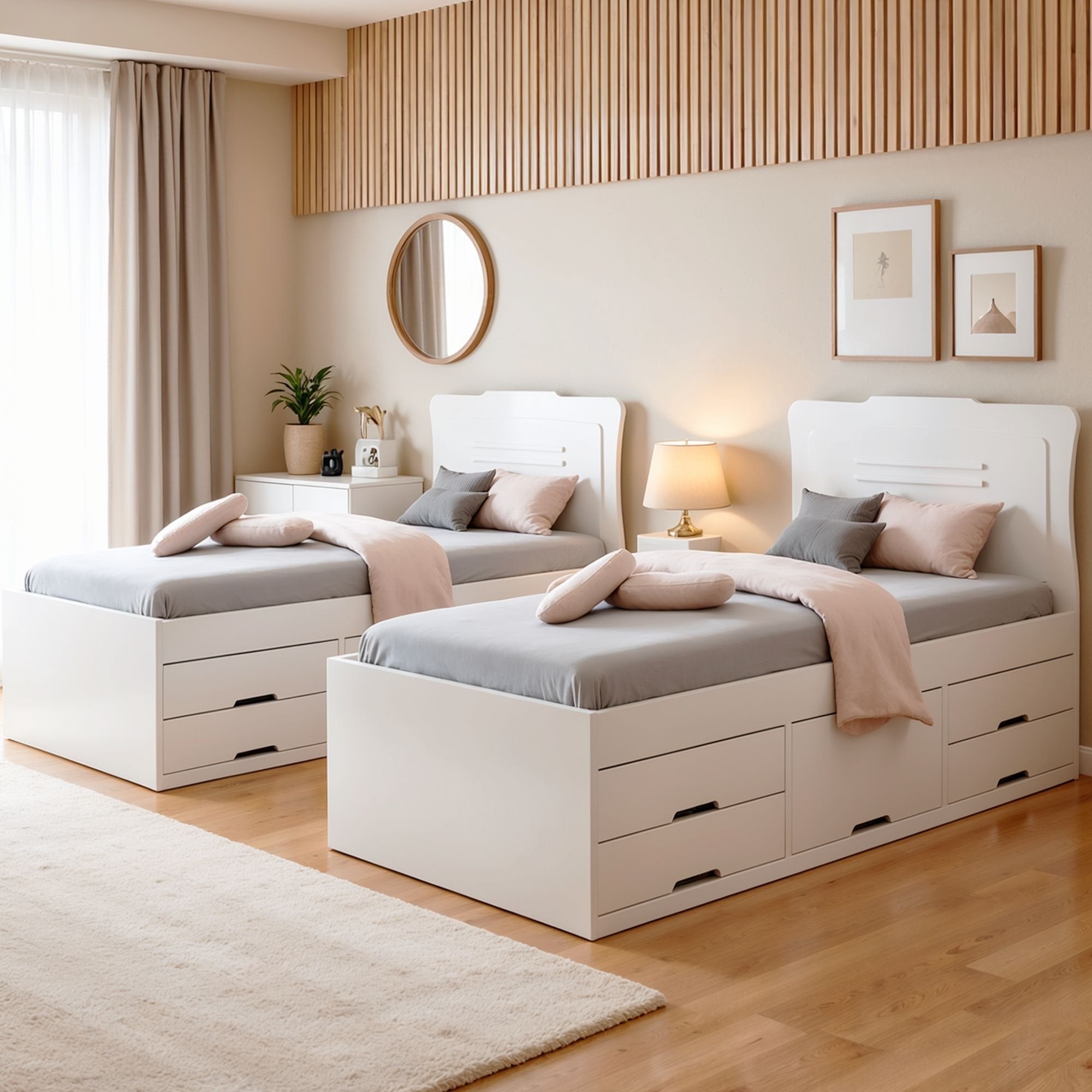 Conjunto 2 Cama Solteiro 5 Gavetas Júlia Conquista Móveis Branco