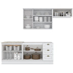 Cozinha Compacta Modulada Emily 4 Peças com Aéreo para Geladeira Espresso Móveis Branco