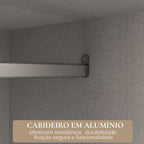 Guarda-Roupa Casal 3 Portas de Correr 6 Gavetas Spazio Yescasa MDP Off White/Cinamomo