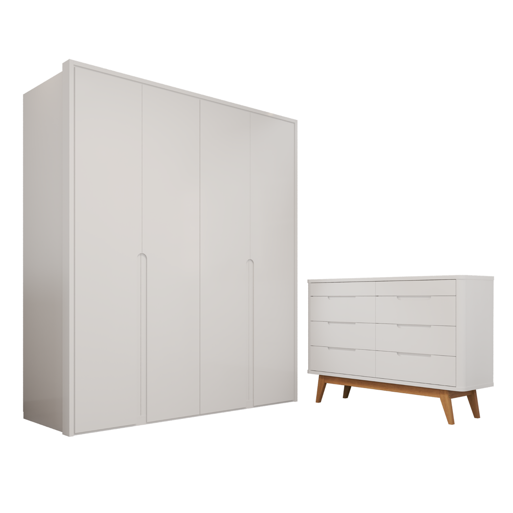 Conjunto Infantil Guarda-Roupa 6 Portas e Cômoda 8 Gavetas Lizz Vicenza MDF Casa D