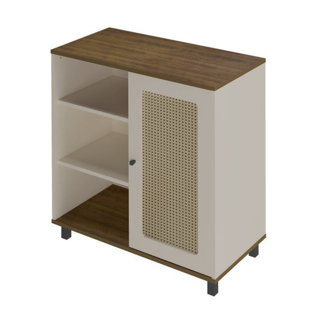 Conjunto Sala de Estar 3 Peças Rack para TV até 75 Polegadas Buffet Memphis Mesa Centro Saara Espresso Móveis Bege