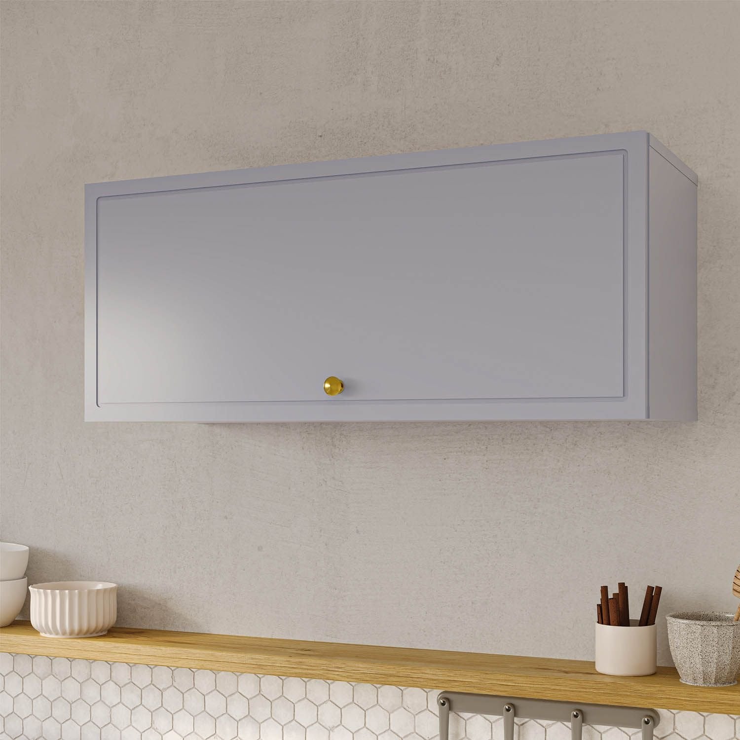 Armário Aéreo 1 Porta Basculante 80cm Marselha CabeCasa MadeiraOriginals Azul/Sereno