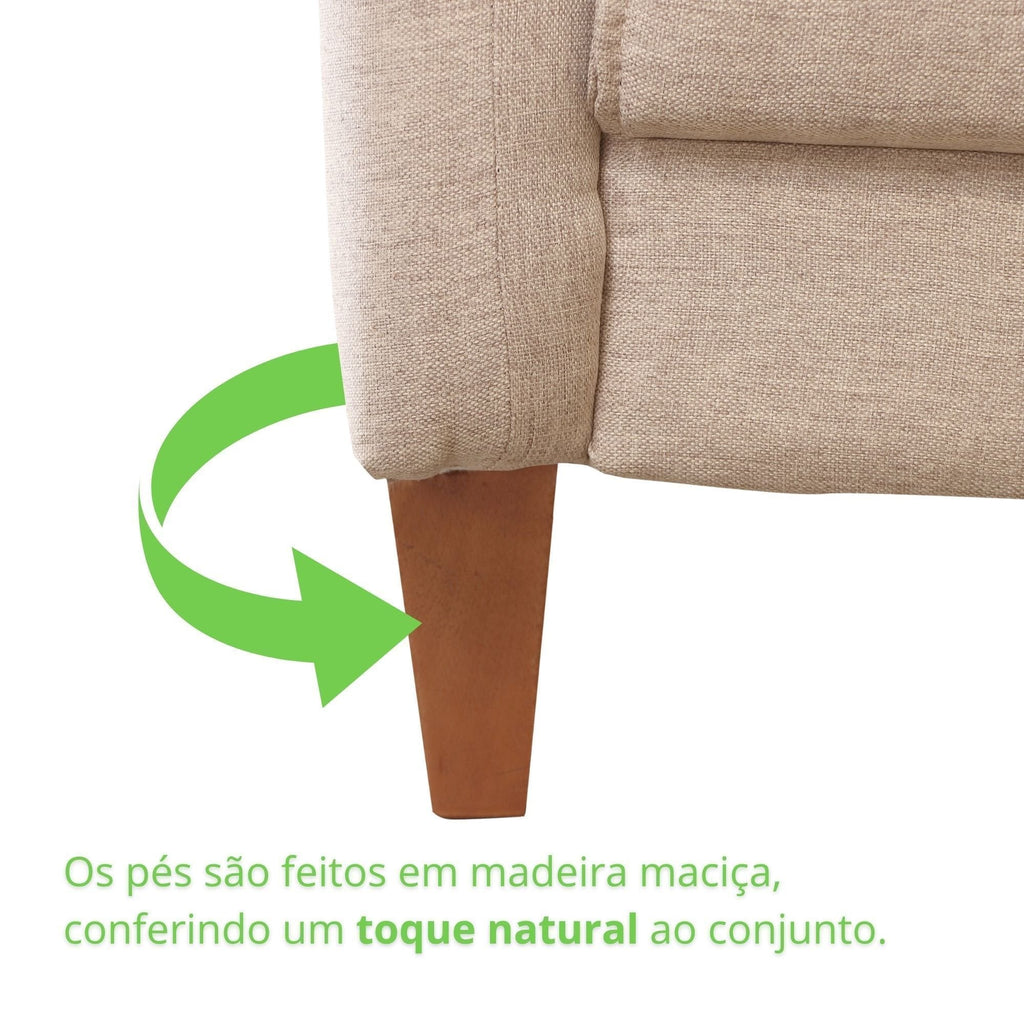 Sofá Living Canela 4 Lugares 265 cm Linho Lufer Estofados