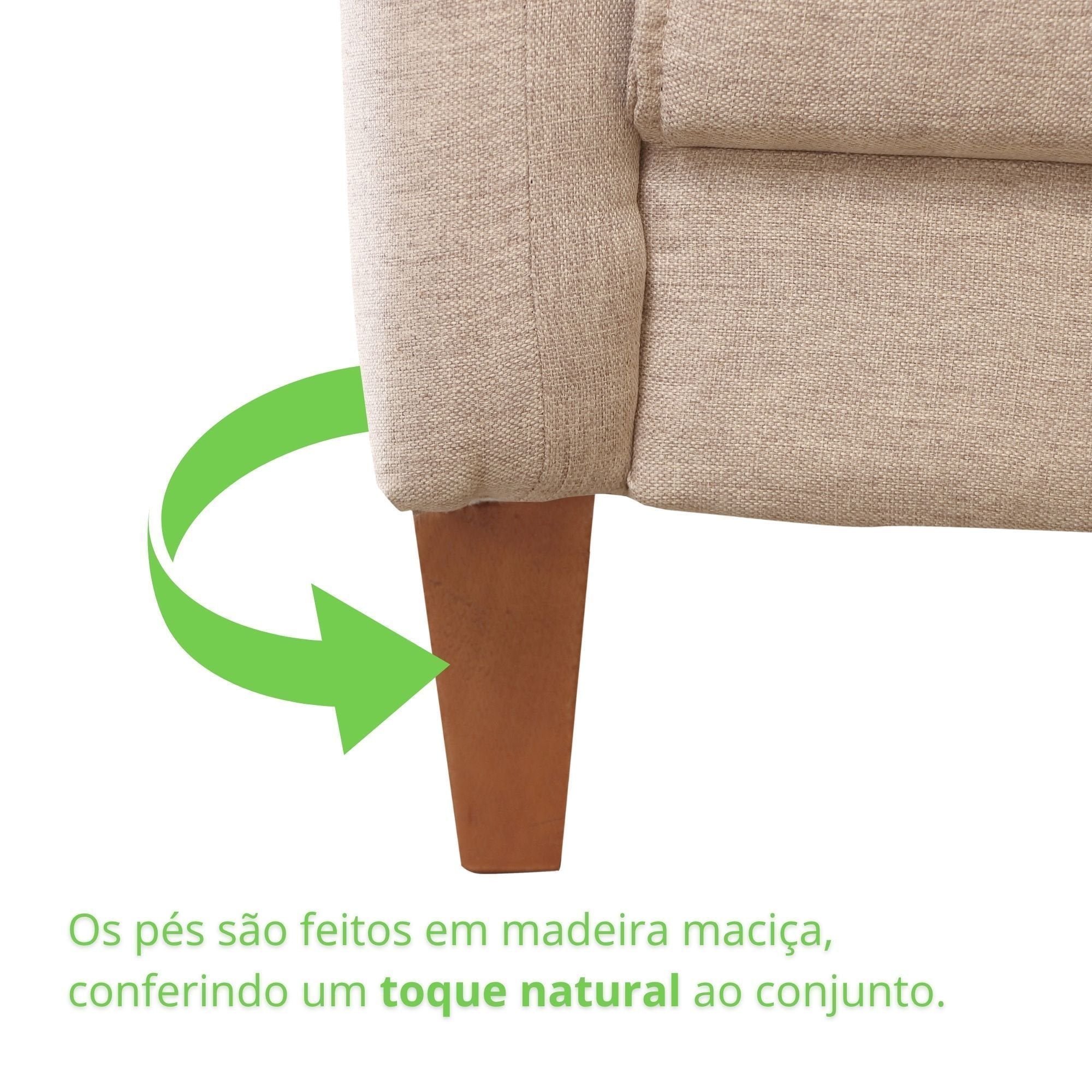 Sofá Living Canela 4 Lugares 265 cm Linho Lufer Estofados