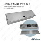 Canal Úmido Organizador Calha de Cozinha em Aço Inox 304 C/3 Módulos e Tampa Tubrax UAC0003-NT