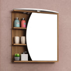 Espelheira para Banheiro Móveis Bosi Duna 1 Porta 3 Prateleiras LED Nogal/Branco