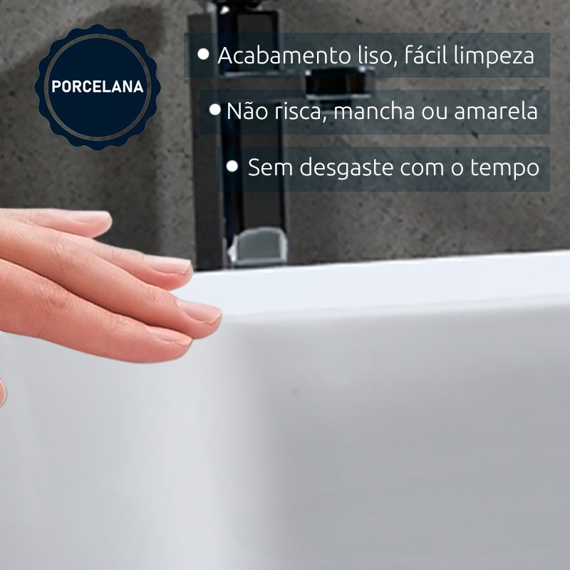Cuba Banheiro Lavabo Cerâmica Retangular Branca Apoio Tubrax BAB0003