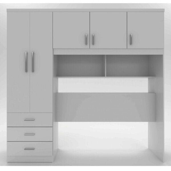 Guarda-Roupa Casal 5 Portas 3 Gavetas Cabeceira Baú Cancun Yescasa Branco