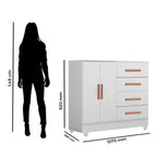 Quarto Bebê Infantil com Guarda-Roupa 3 Portas e 2 Gavetas com Cômoda 4 Gavetas e 2 Portas Lite Móveis Leão Branco