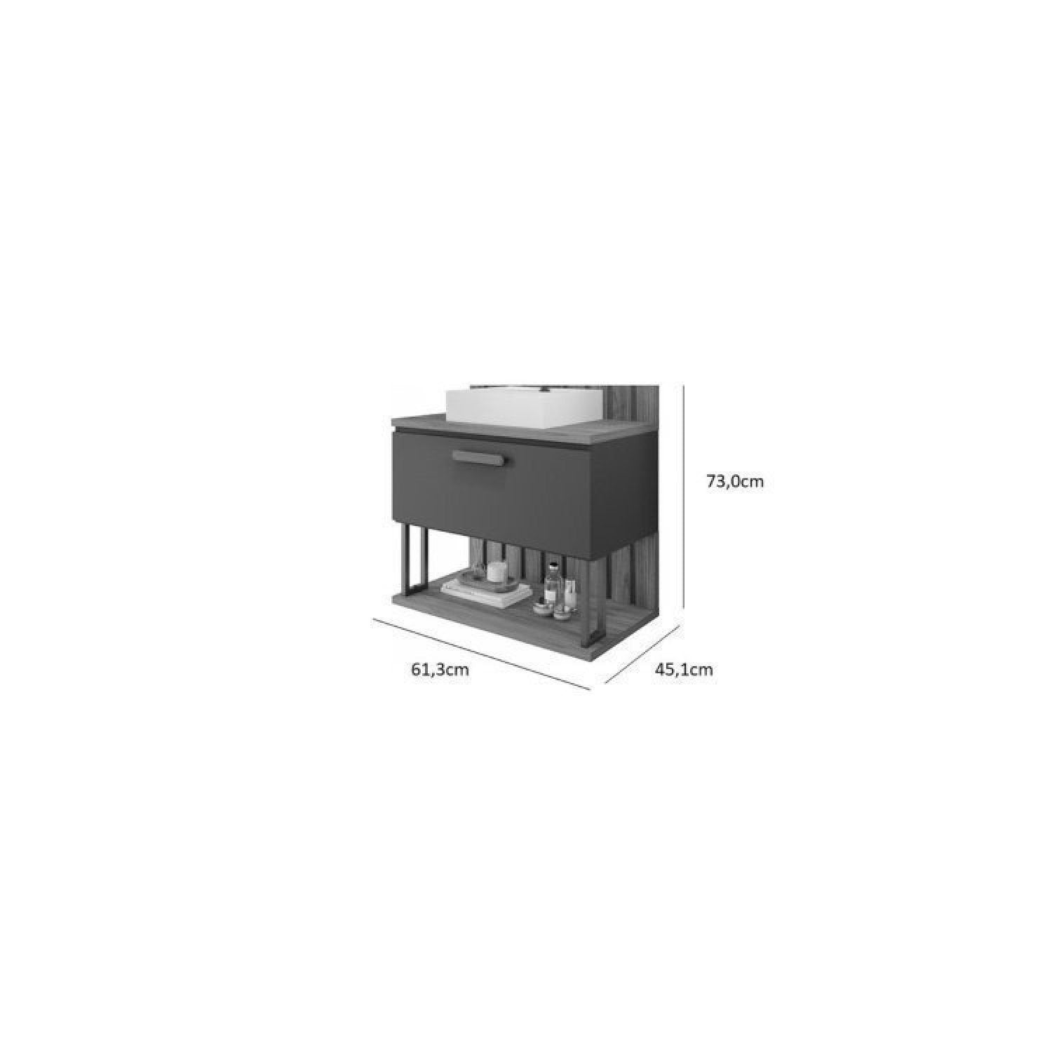 Gabinete Suspenso com Cuba, Painel Ripado e Espelheira 60cm Mari Espresso Móveis Bege/Cappuccino