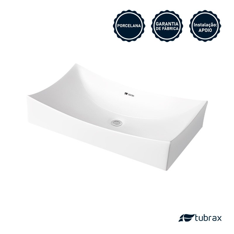 Cuba Banheiro Lavabo Cerâmica Branca Tubrax BAB0002