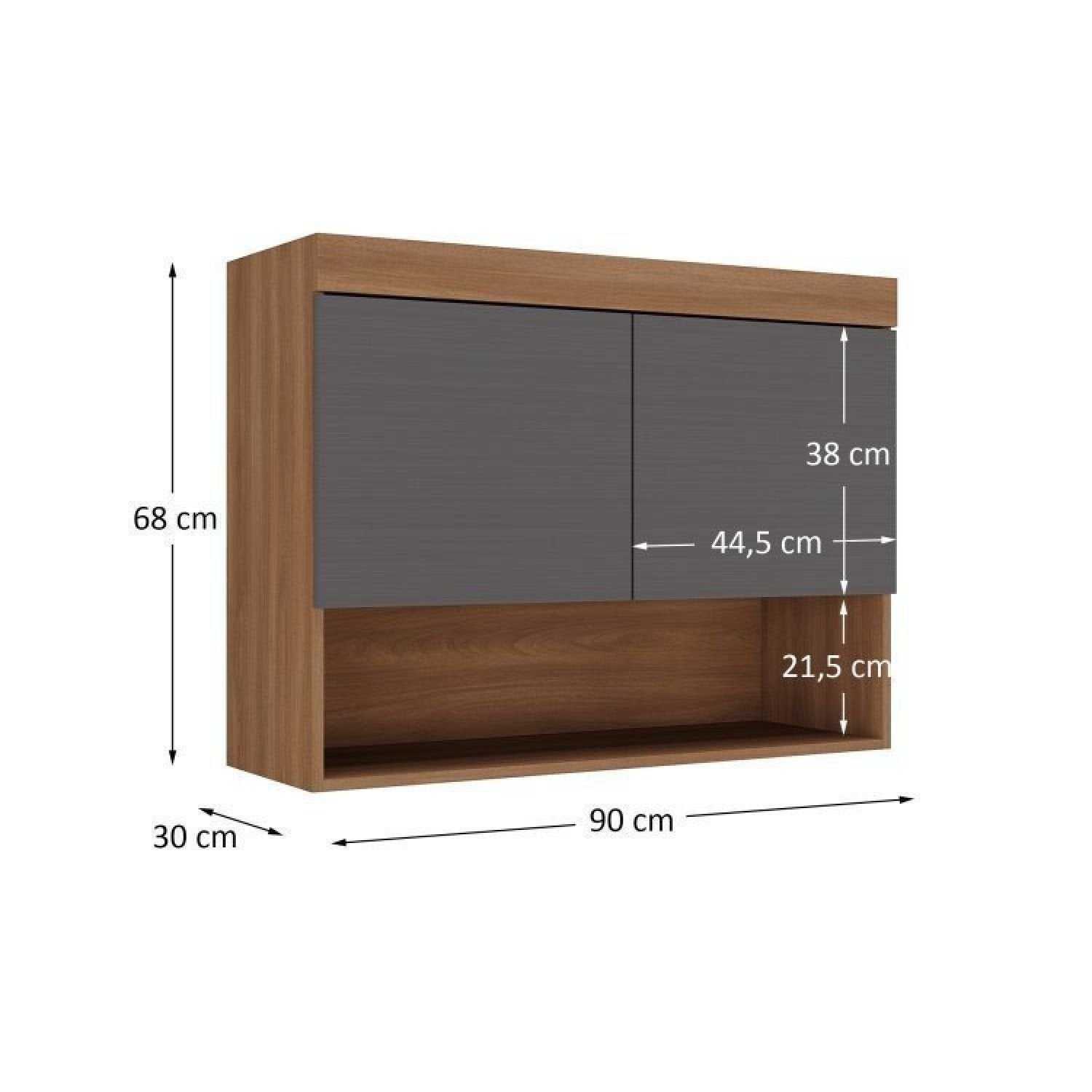Conjunto Modulado de Quarto Infantil 4 Peças Ella Yescasa MDP Nogal e Grafite