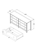 Cômoda para Quarto 6 Gavetas 149,8cm x 72,8cm Branco Ditália Móveis